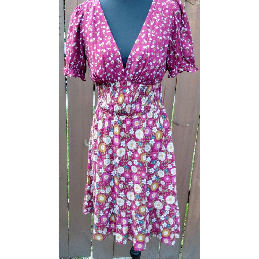 Sonoma Goods For Life Womens Fit & Flare Dress Sz S Red   Floral Print Romantic